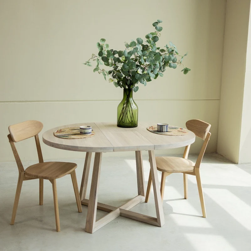 Table à manger ronde extensible en chêne massif MOBY - NordicStory