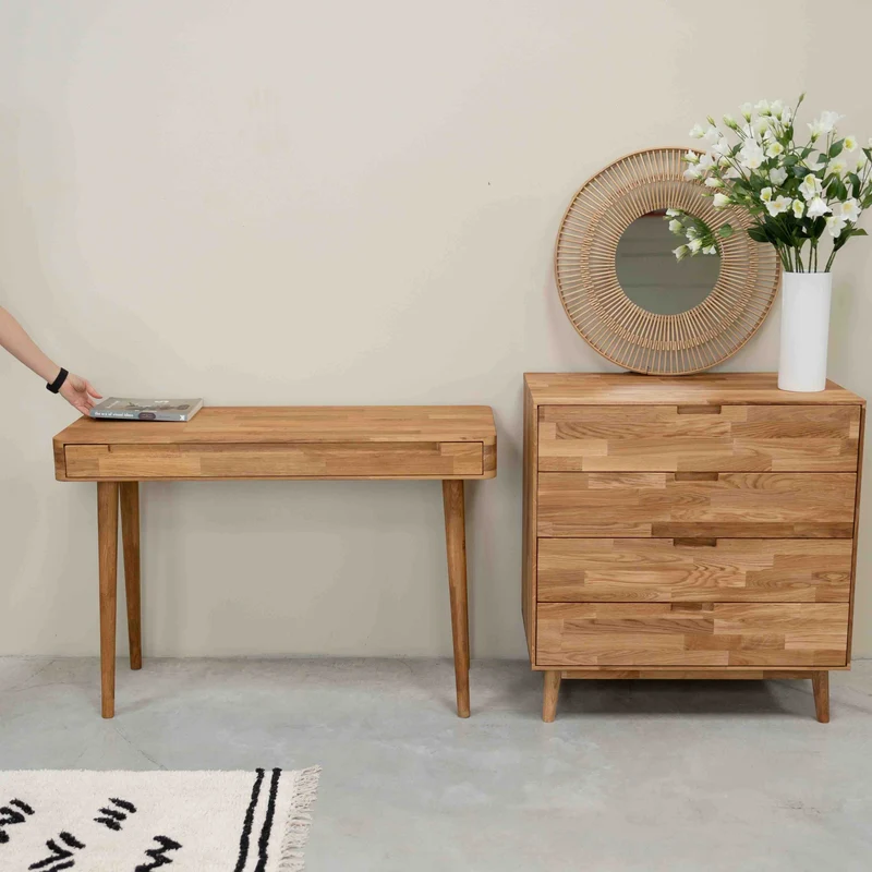 Bureau console en bois massif de chêne Escandi - NordicStory