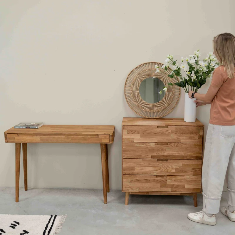 Bureau console en bois massif de chêne Escandi - NordicStory