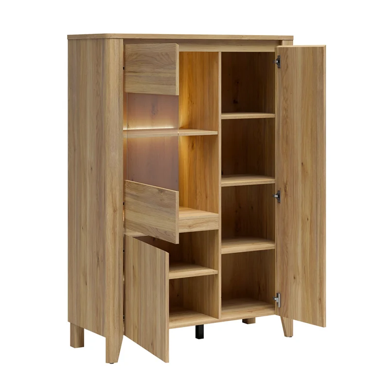 Vaisselier 3 portes LED inclus Samara Bois