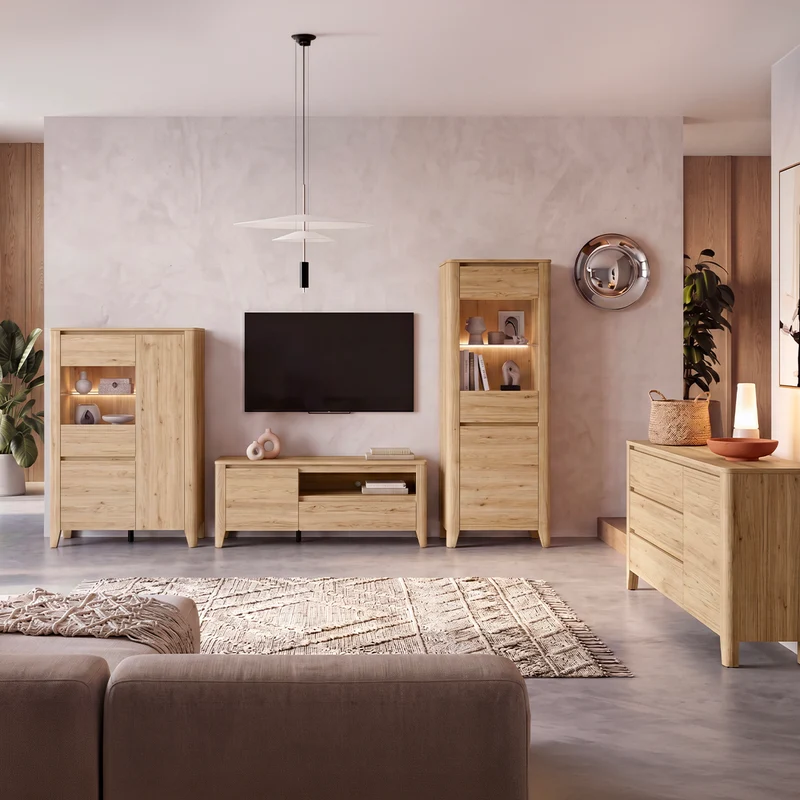Vaisselier 3 portes LED inclus Samara Bois