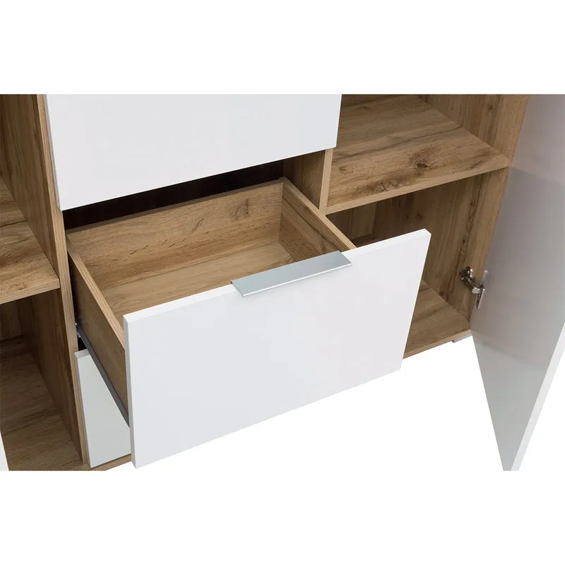 Buffet 2 portes 3 tiroirs Selma Blanc et Bois
