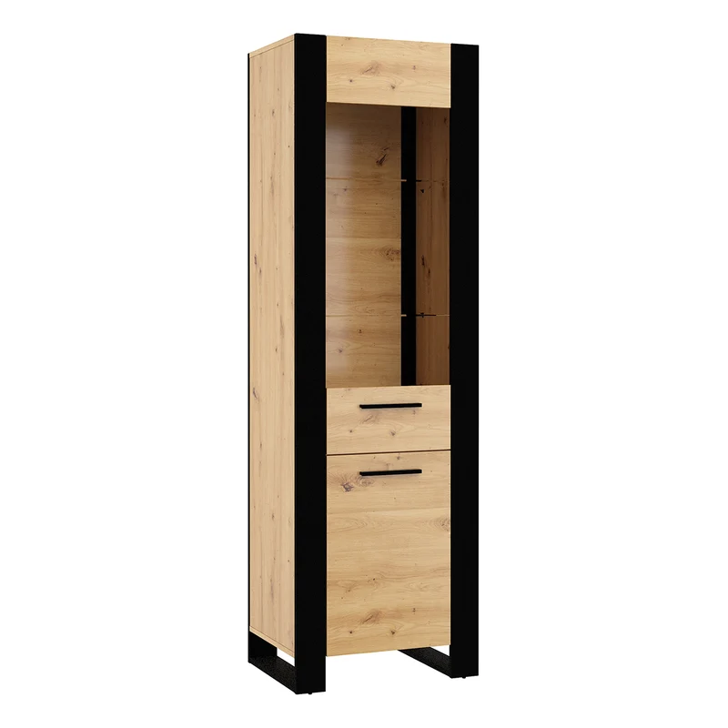 Vitrine 1 porte Nouka Bois et Noir