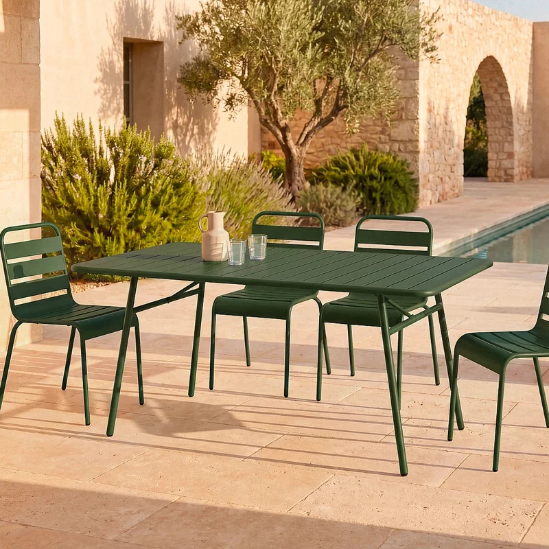 Table de jardin VENTE-UNIQUE Mirmande métal kaki 160cm