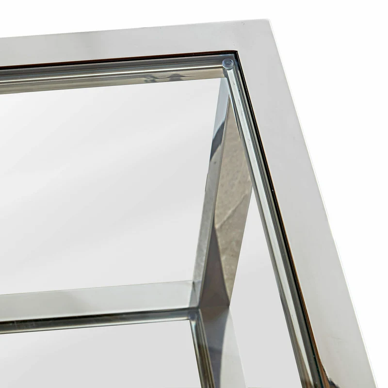 Table basse LOBERON Clayton en verre et inox argenté