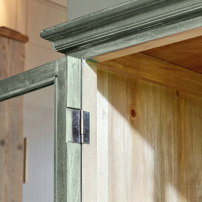 Vaisselier vitré BELLAC en bois vert vieilli