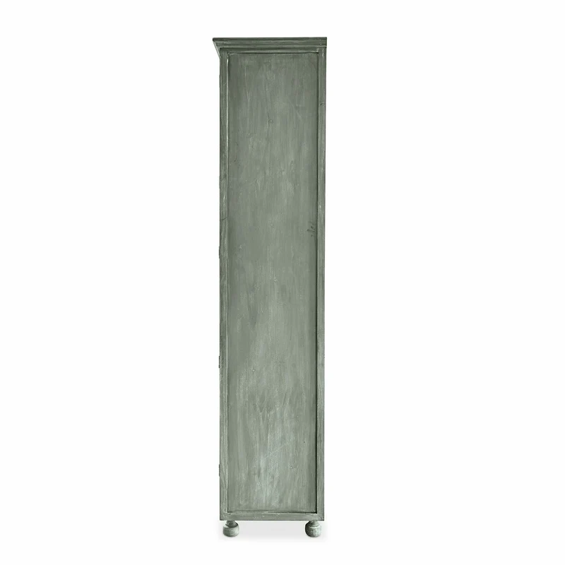 Vaisselier vitré BELLAC en bois vert vieilli