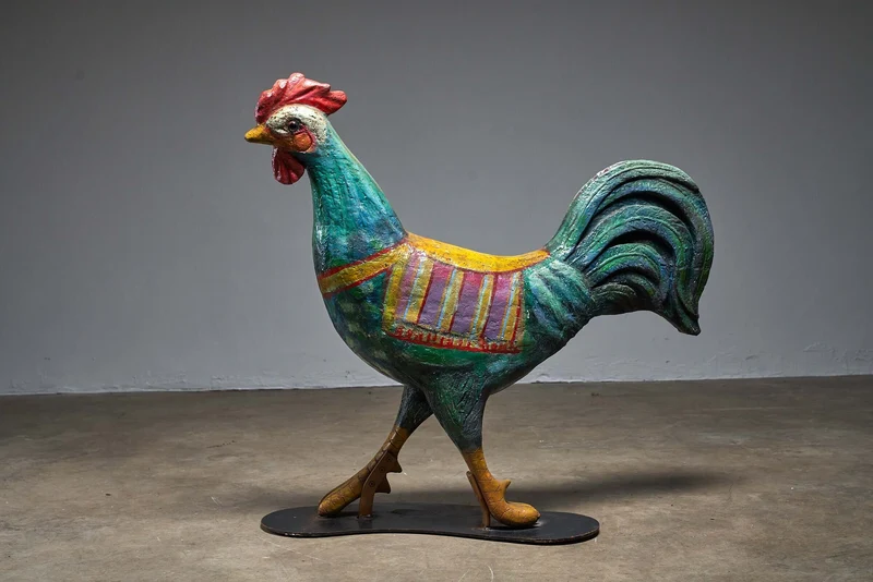 Hand-Painted Carousel Rooster Figure, 1950s
