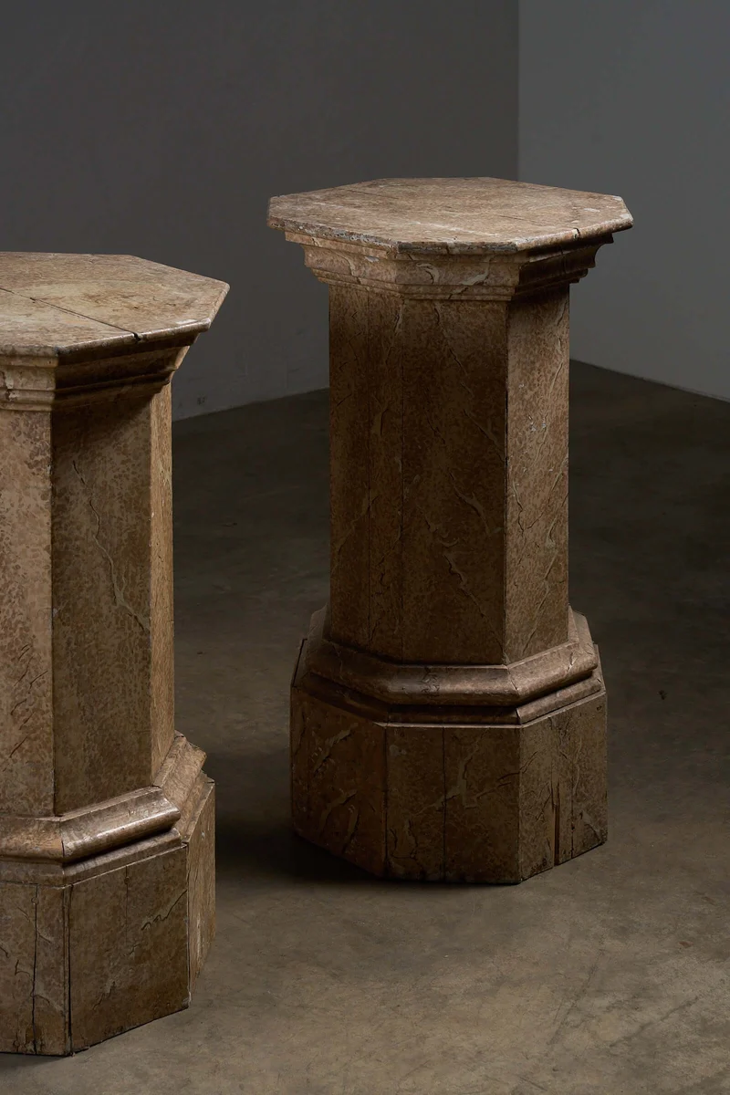 Pair of Antique Faux Marble Octagonal Pedestals