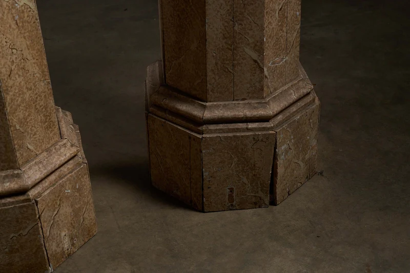 Pair of Antique Faux Marble Octagonal Pedestals