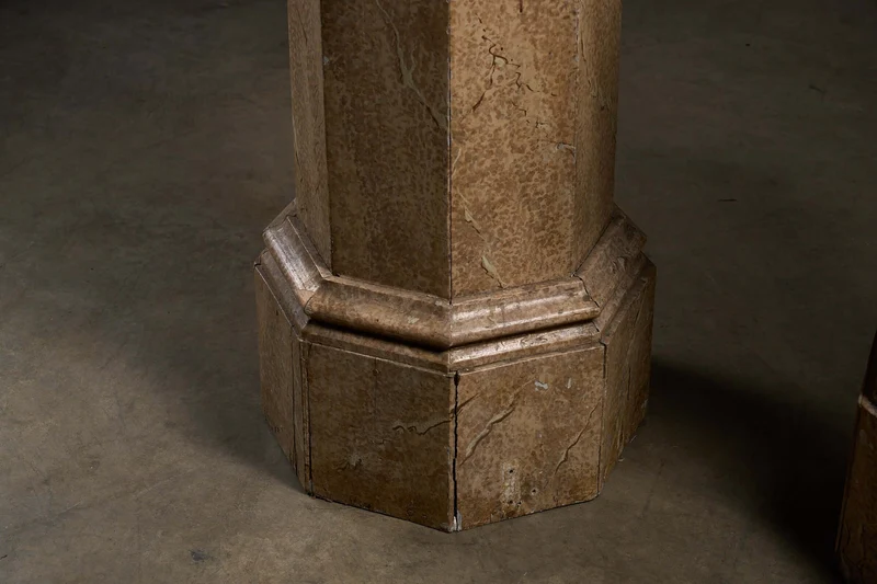 Pair of Antique Faux Marble Octagonal Pedestals