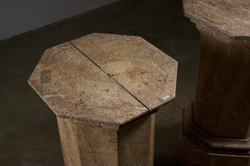 Pair of Antique Faux Marble Octagonal Pedestals