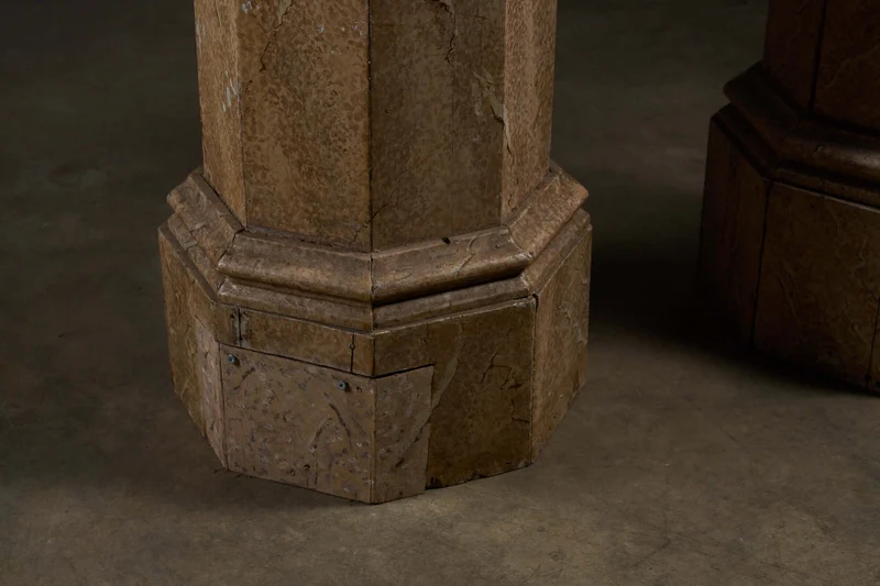 Pair of Antique Faux Marble Octagonal Pedestals