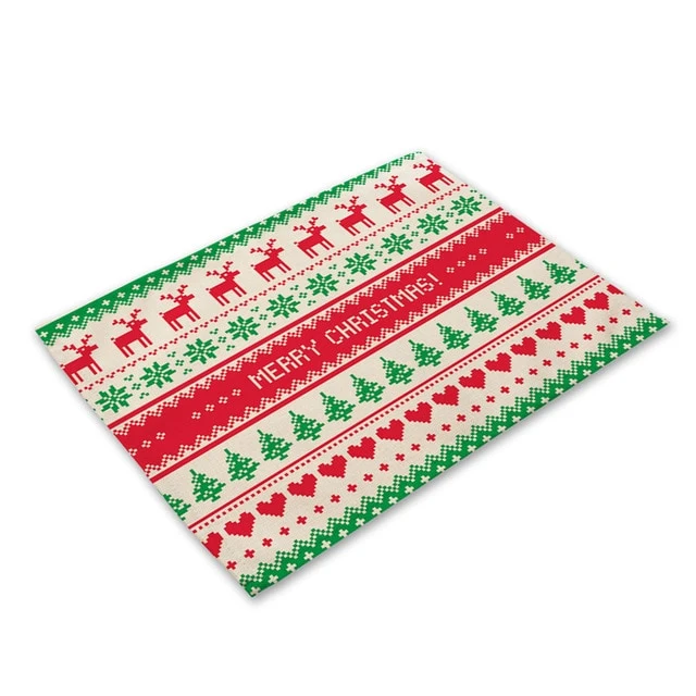 Set de Table Cerfs de Noel en Tissu Coton & Lin