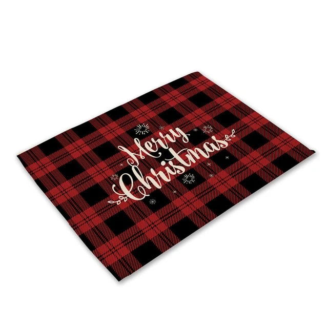 Set de Table Merry Christmas Rouge en Tissu Coton & Lin