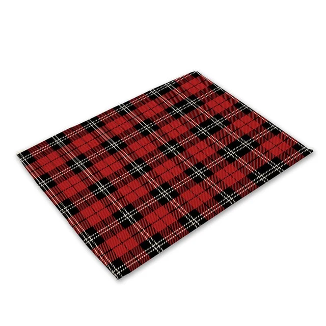 Set de Table Carreaux Rouge et Noir en Tissu Coton & Lin
