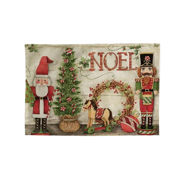 Set de Table Jouets de Noel Rectangulaire Original en Tissu Coton & Lin