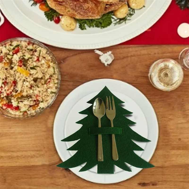 Set de Table Sapin de Noel Vert original pour Couverts de Table (4 Pièces)