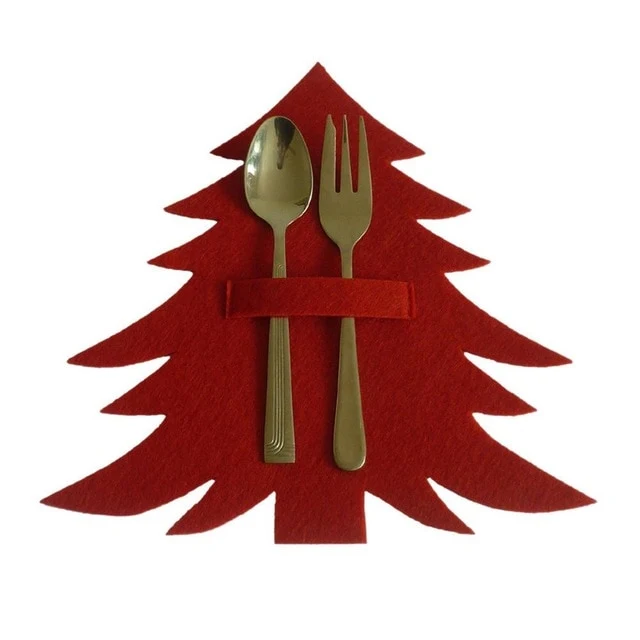 Set de Table Sapin de Noel Rouge original pour Couverts de Table (4 Pièces)