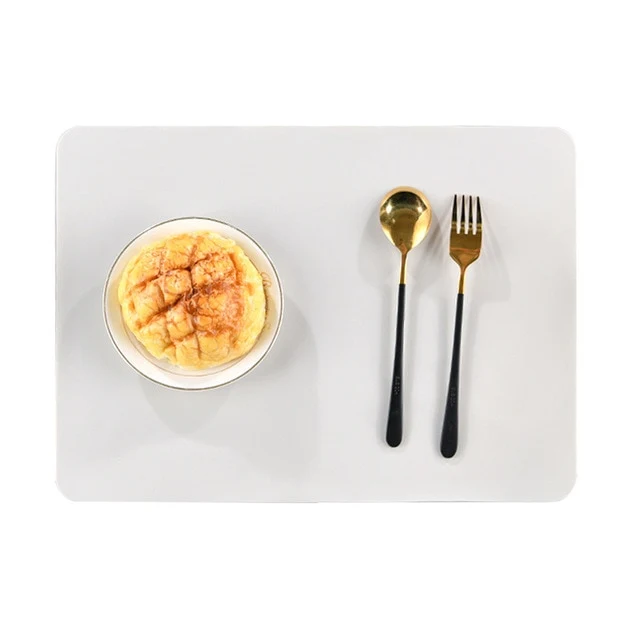 Set de Table Rectangulaire Uni Blanc en Silicone Facile à nettoyer