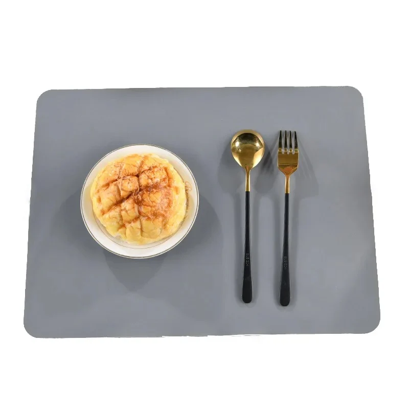 Set de Table Rectangulaire Uni Gris en Silicone Facile à nettoyer