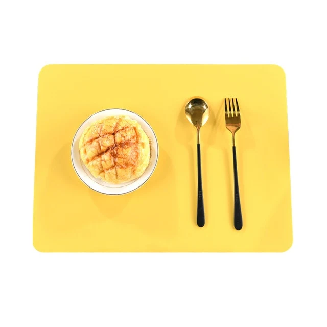 Set de Table Rectangulaire Uni Jaune en Silicone Facile à nettoyer