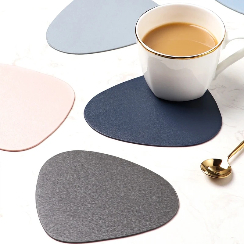 Set de Table Original Design Style Cuir Gris Uni Rond Ovale Moderne