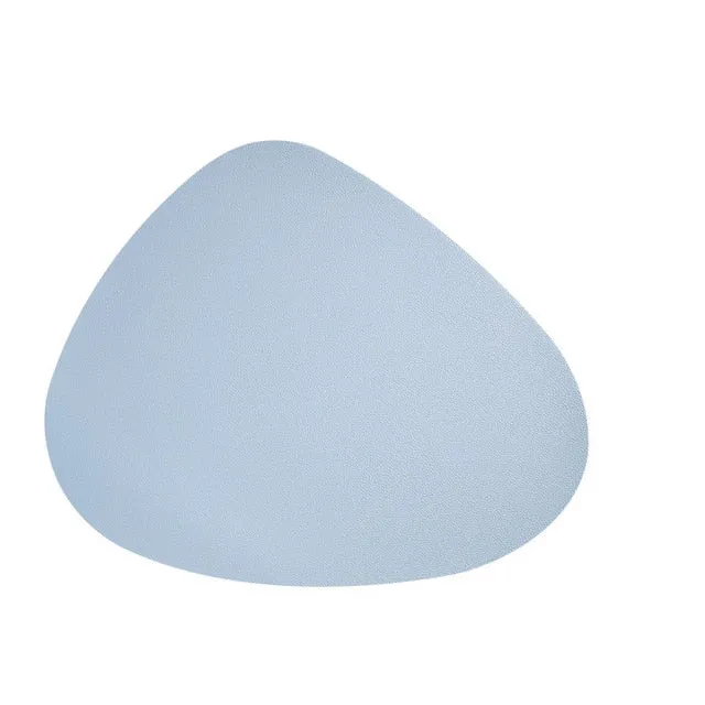 Set de Table Original Design Style Cuir Bleu Clair Uni Rond Ovale Moderne