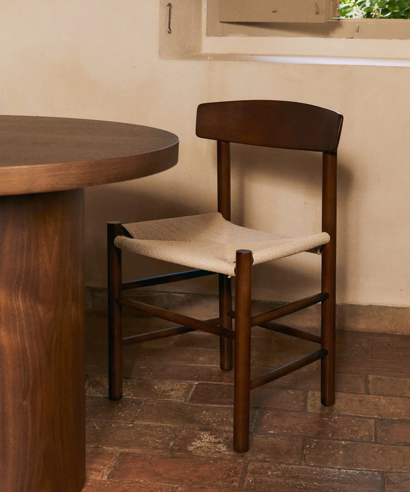 Silla de Comedor de Madera y Cuerda Trenzada Alba
