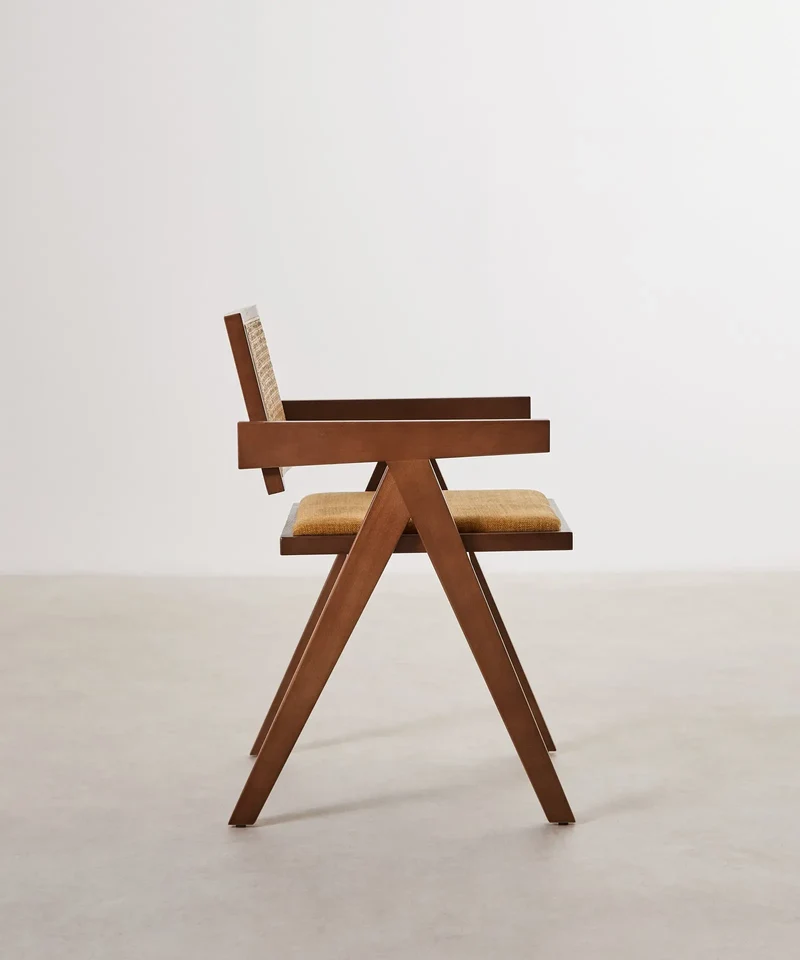 Silla de Comedor en Madera Tapizada con Reposabrazos Pauline Arms
