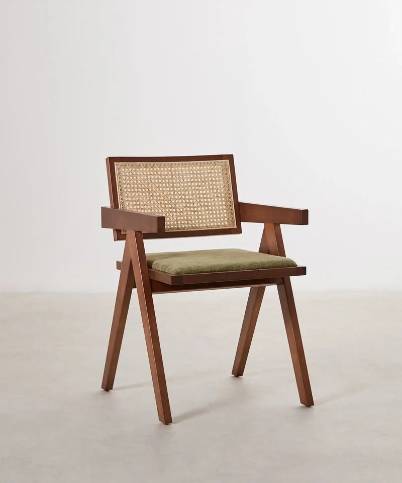 Silla de Comedor en Madera Tapizada con Reposabrazos Pauline Arms