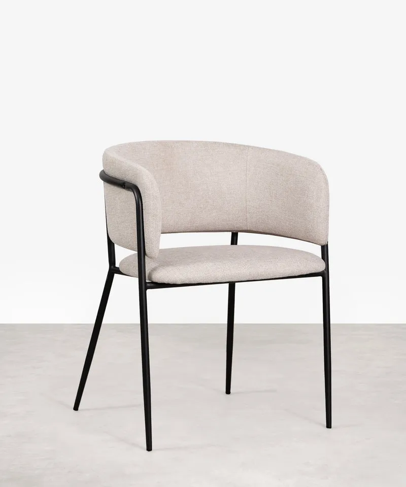 Silla de Comedor en Tela y Metal con Reposabrazos Teresa
