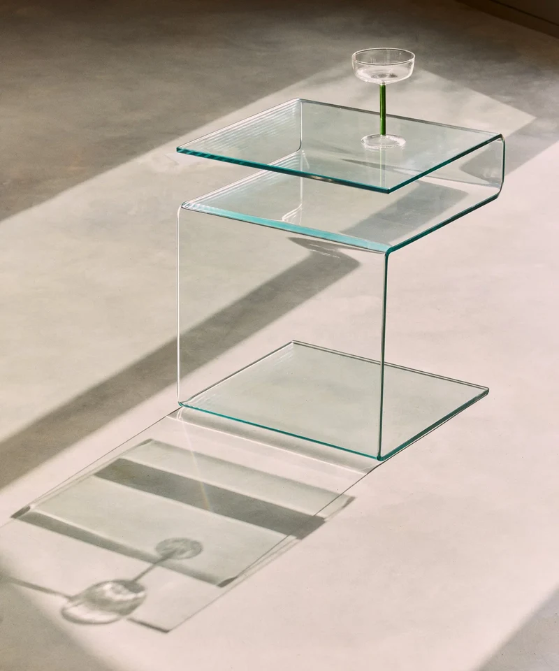 Mesa Auxiliar de Cristal Templado Saura