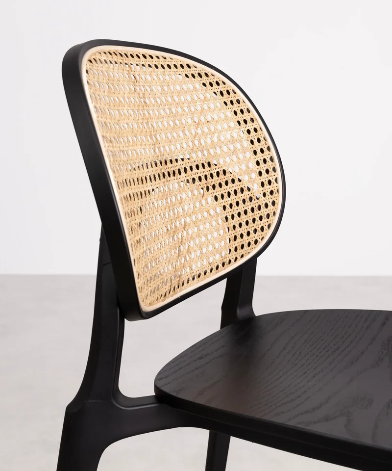 Silla de Comedor en Polipropileno Madera y Ratán Calista