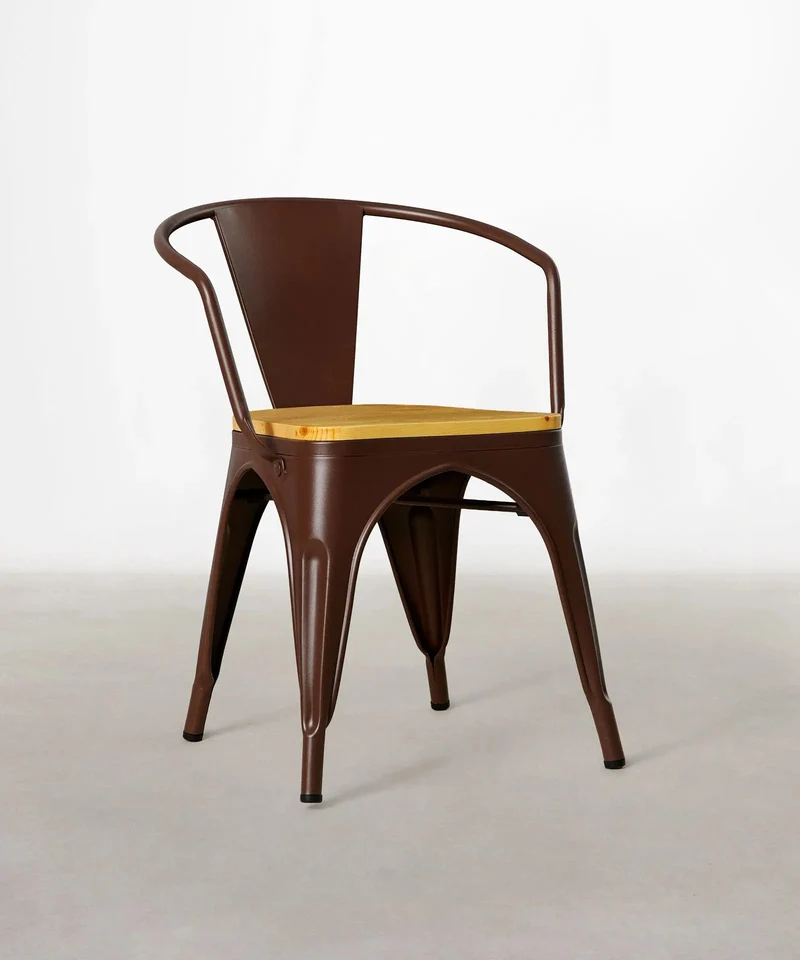 Silla de Comedor de Metal y Madera Tolik Wood