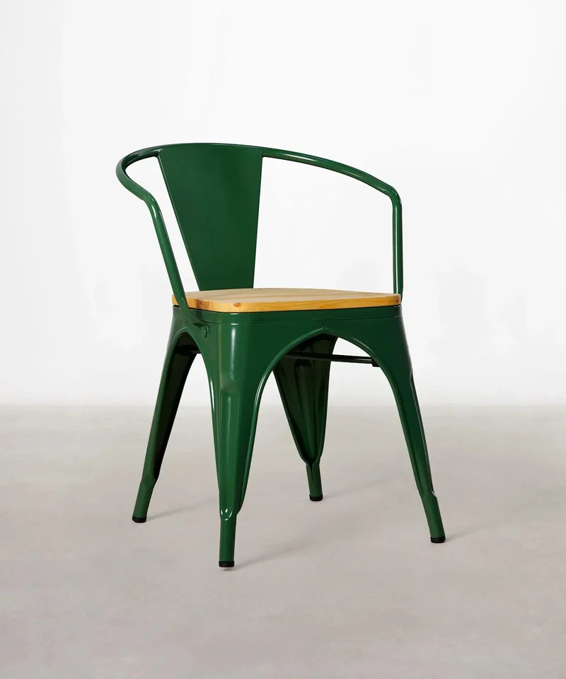 Silla de Comedor de Metal y Madera Tolik Wood