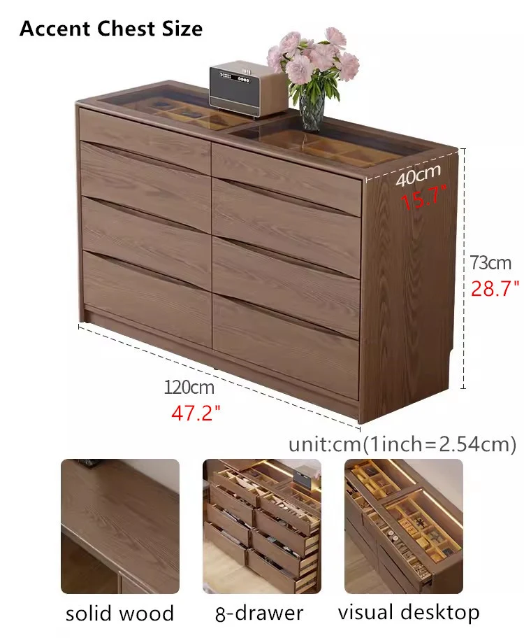 Coiffeuse extensible de luxe légère avec commode d'appoint à 8 tiroirs