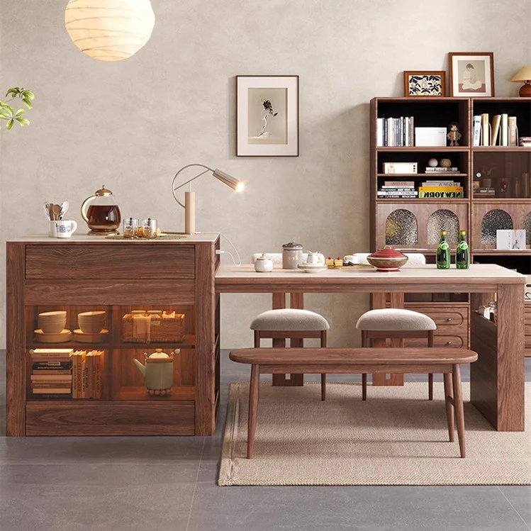 Table de cuisine télescopique avec îlot