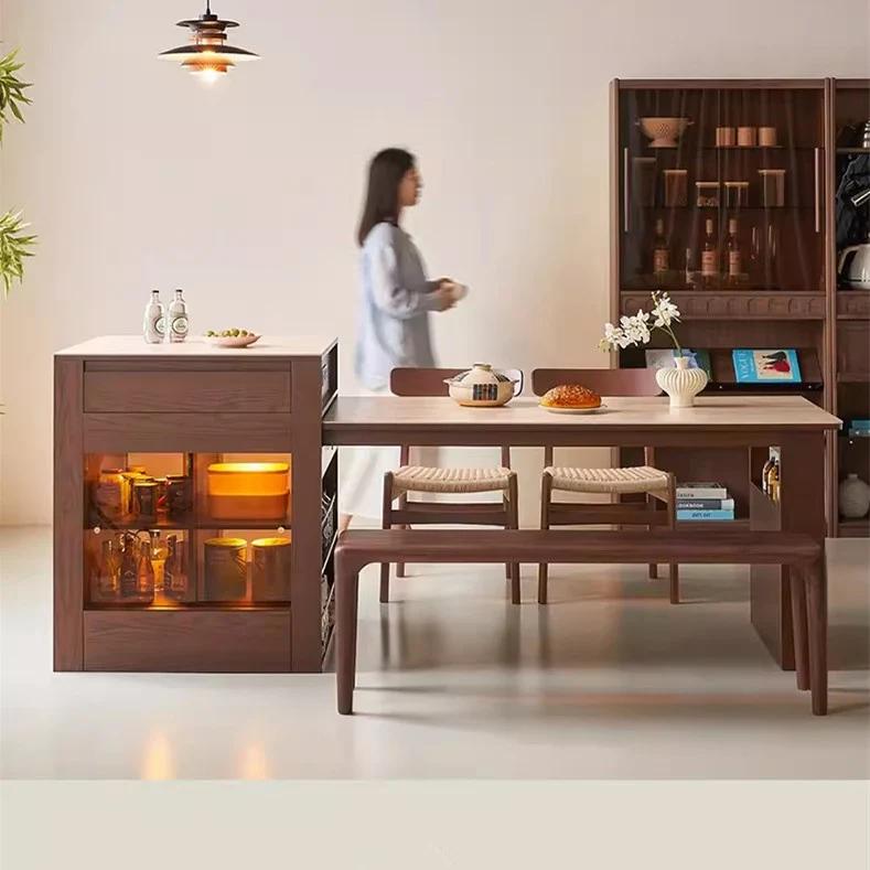 Table de cuisine télescopique avec îlot