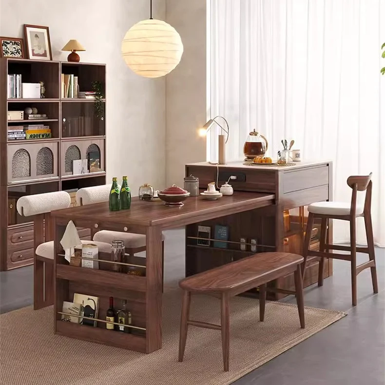Table de cuisine télescopique avec îlot