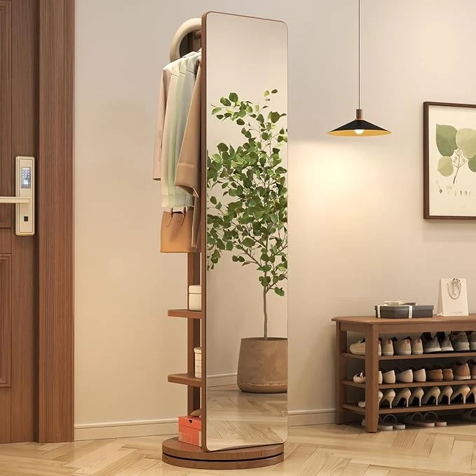 Miroir intégral avec porte-manteau