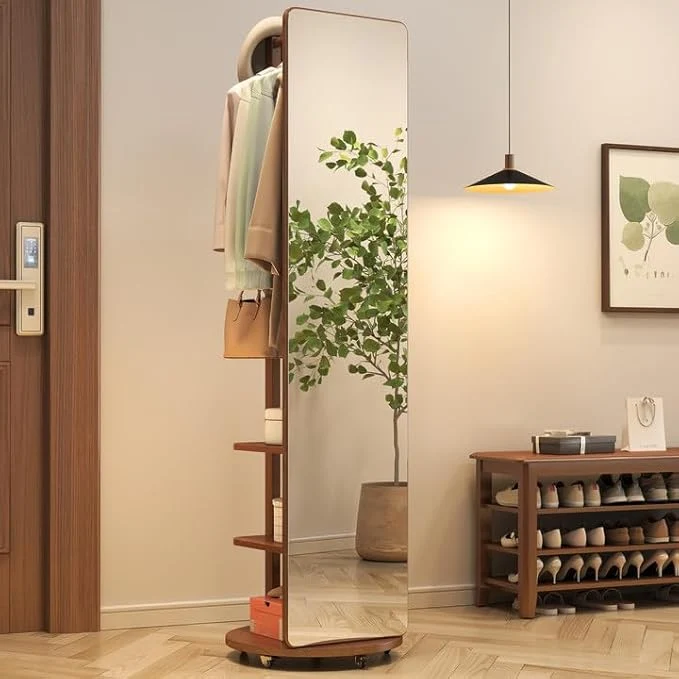 Miroir intégral avec porte-manteau