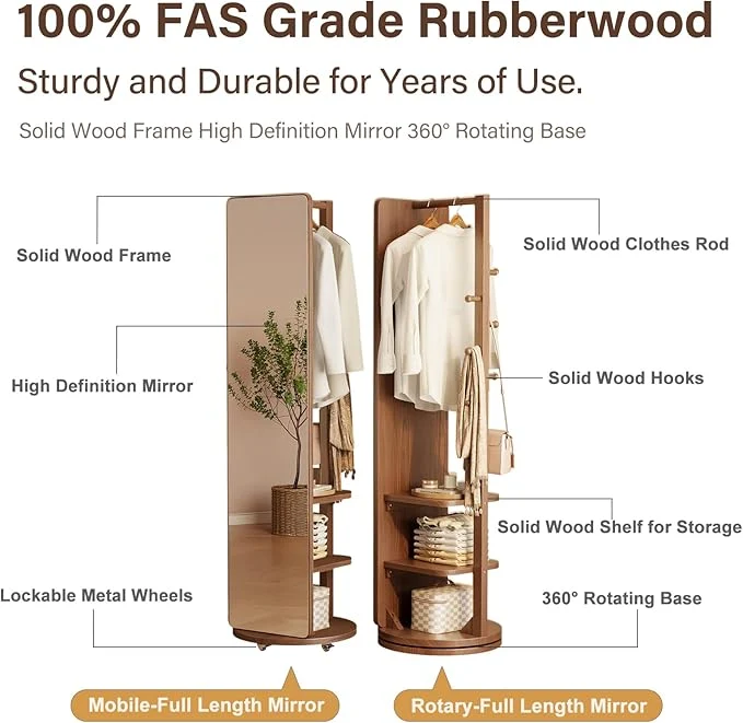 Miroir intégral avec porte-manteau
