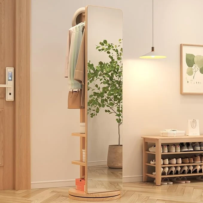 Miroir intégral avec porte-manteau