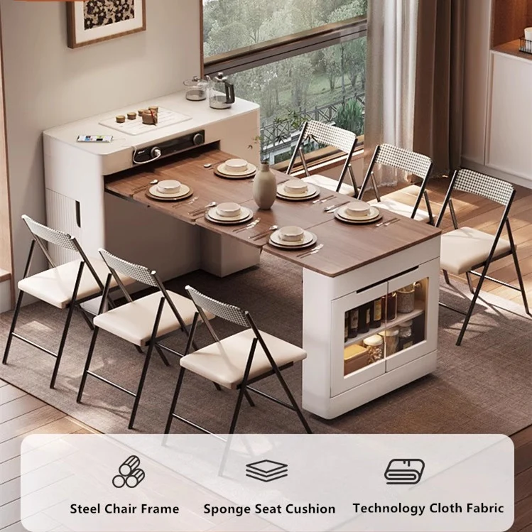 Table de cuisine avec îlot peu encombrante et roulettes universelles