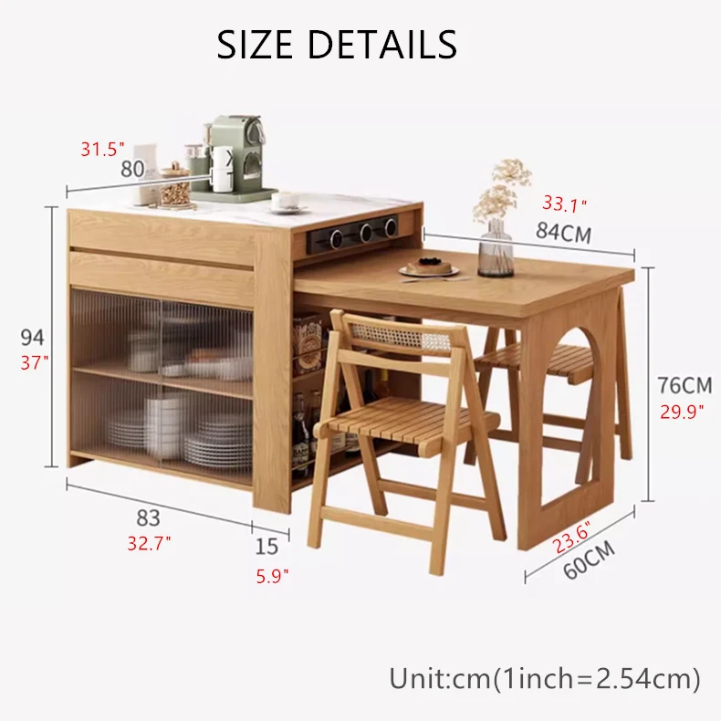 Table d'îlot télescopique et extensible