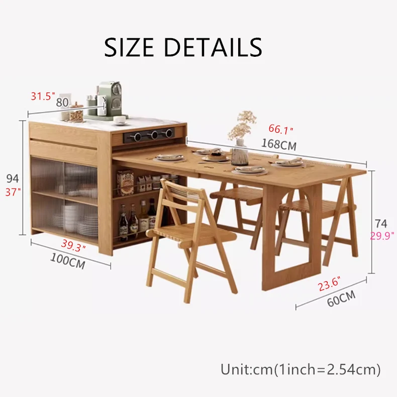 Table d'îlot télescopique et extensible