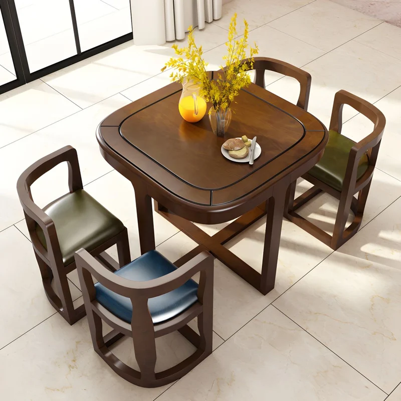 Ensemble table et chaises de salle à manger gigognes en bois massif peu encombrant