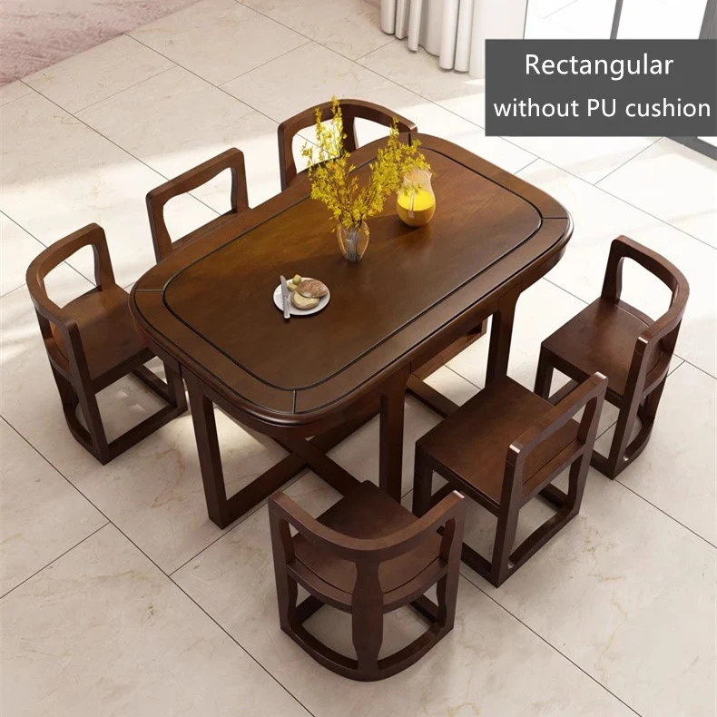 Ensemble table et chaises de salle à manger gigognes en bois massif peu encombrant