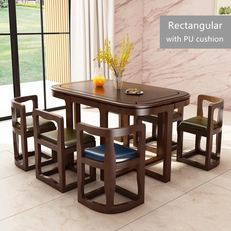 Ensemble table et chaises de salle à manger gigognes en bois massif peu encombrant